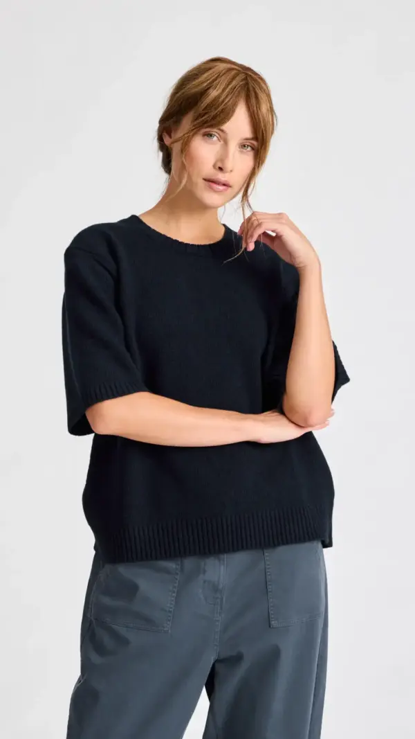 Tulle S/S Drop Needle Lambswool Knit GOTS Gai+Lisva