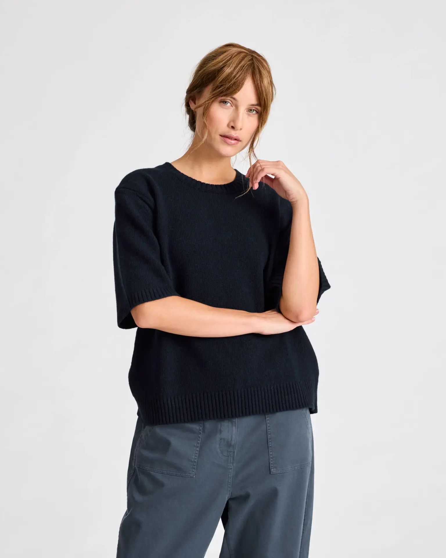 Tulle S/S Drop Needle Lambswool Knit GOTS Gai+Lisva