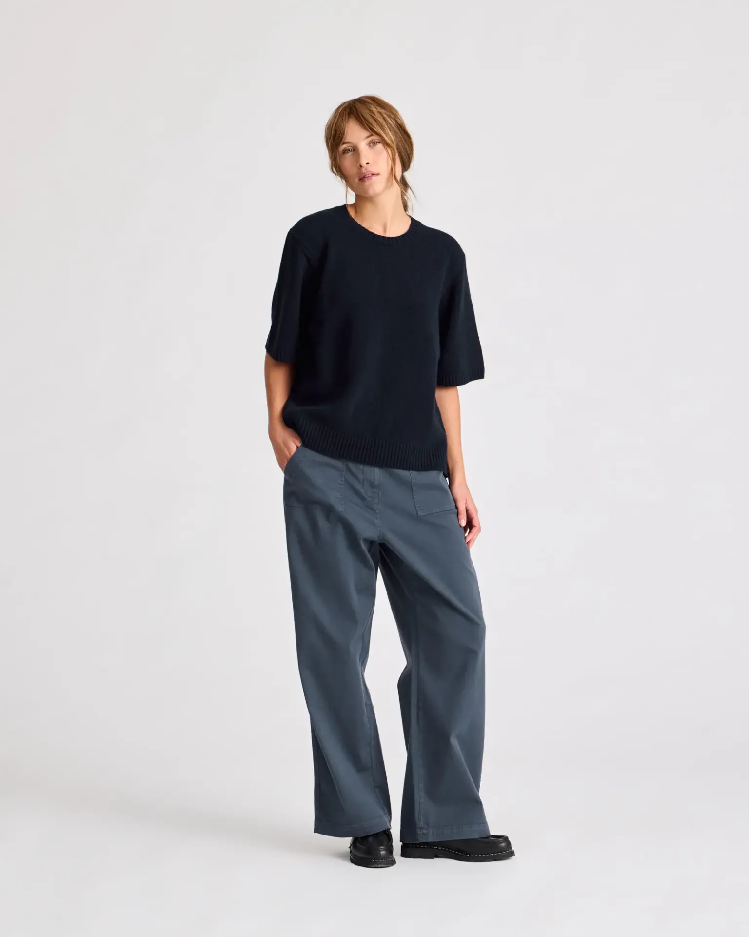 Tulle S/S Drop Needle Lambswool Knit GOTS Gai+Lisva - Afbeelding 2