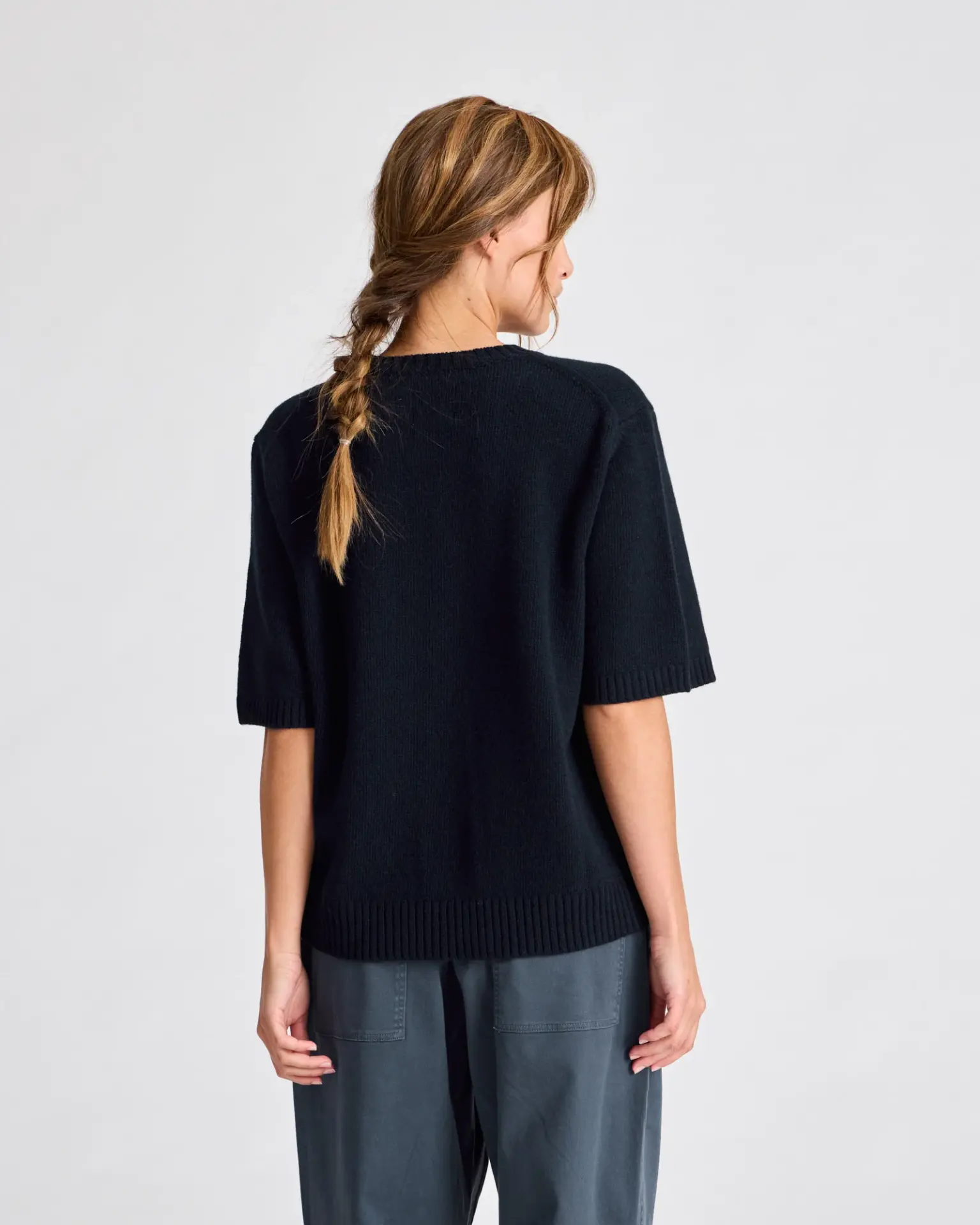 Tulle S/S Drop Needle Lambswool Knit GOTS Gai+Lisva - Afbeelding 4