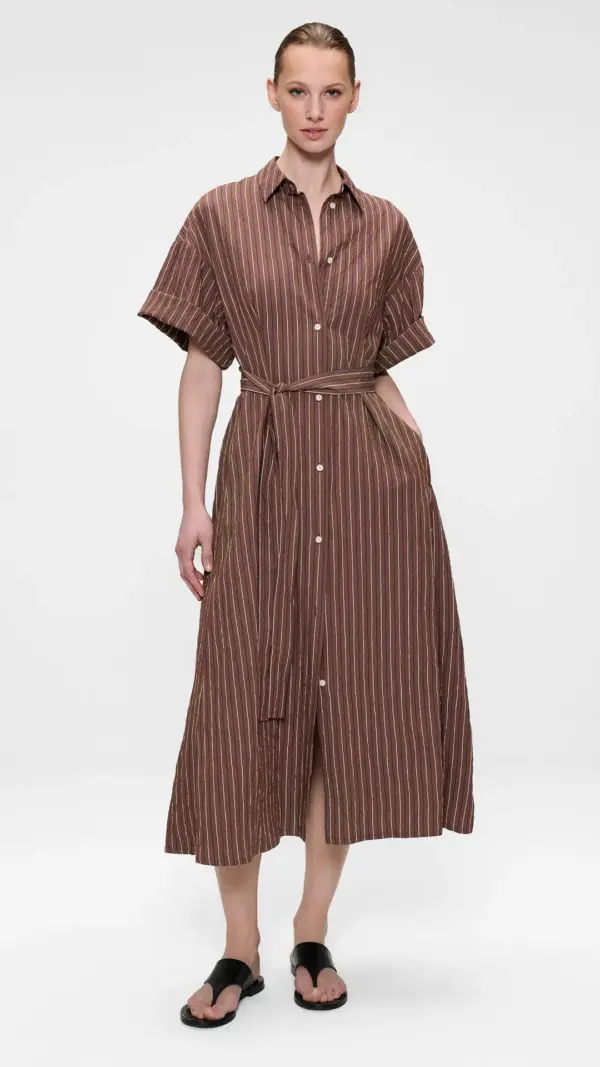 Striped Waisted Shirt Dress Zenggi