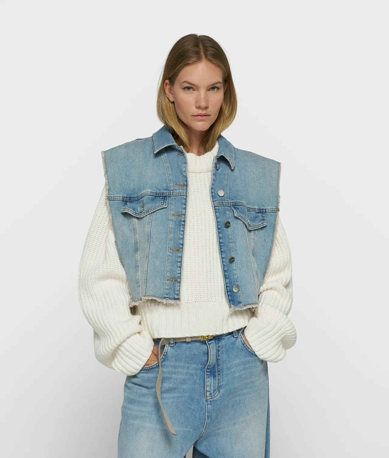 cropped denim gilet 10DAYS